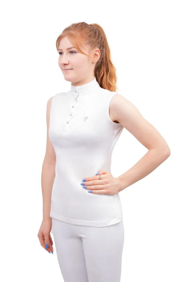 Hy Equestrian Sophia Sleeveless Show Shirt - White Pearl